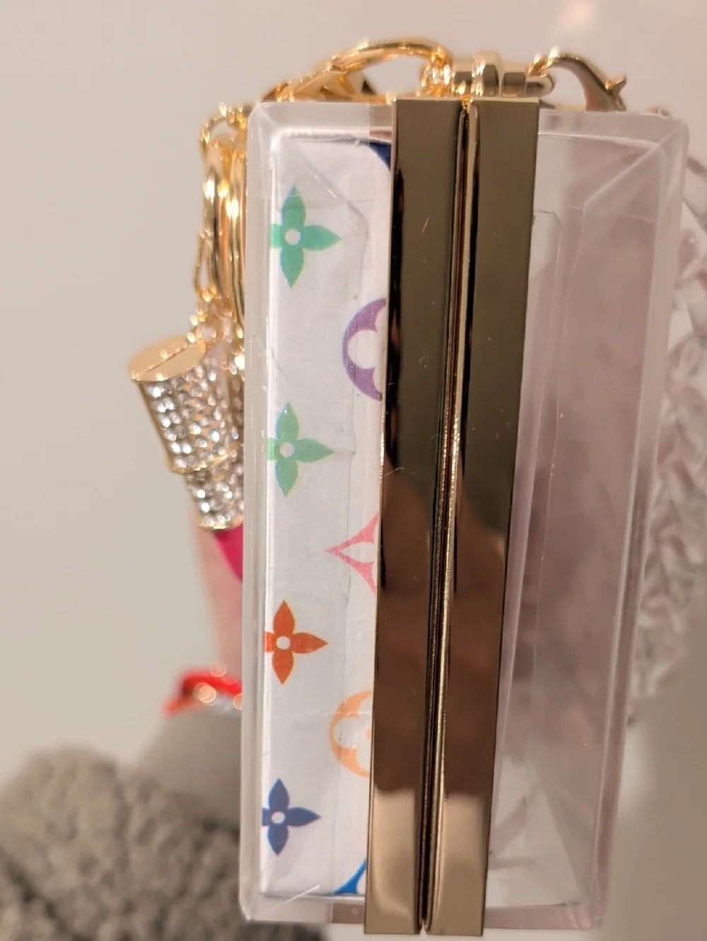 UPCYCLED Fashion Clutch with Pink Handle